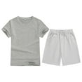 thumbnail image 1 of TAIAOJING Baby Boy Girl Summer Outfit Children Kid Soft Short Sleeve T Shirt Top Blouse And Shorts Casual Two Piece Set Causal Clothes Set 4-5 Years, 1 of 7