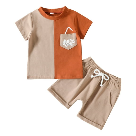 TAIAOJING Baby Boy Outfit Kids Toddler Girls Spring Summer Patchwork Cotton Short Sleeve Tshirt Shorts Outfits Clothes 3-4 Years