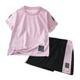 thumbnail image 1 of TAIAOJING Baby Boy Outfit Toddler Summer Kids Unisex Spring Summer Print Short Sleeve Sports Tshirt Shorts Outfits Clothes For 4-5 Years, 1 of 1