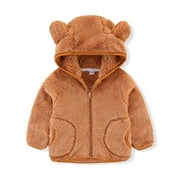 TAIAOJING Baby Girls Boys Hooded Jacket Coat Ear Cute Hooded Kids Outwear Toddler Thick Zipper Coat&jacket Warm Winter Clothes 3-4 Years