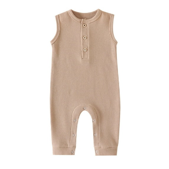 TAIAOJING Baby Boys Girls Romper Cartoon Boy Girl Sleeveless Romper Clothes Solid Unisex Knitted Bodysuit Jumpsuits