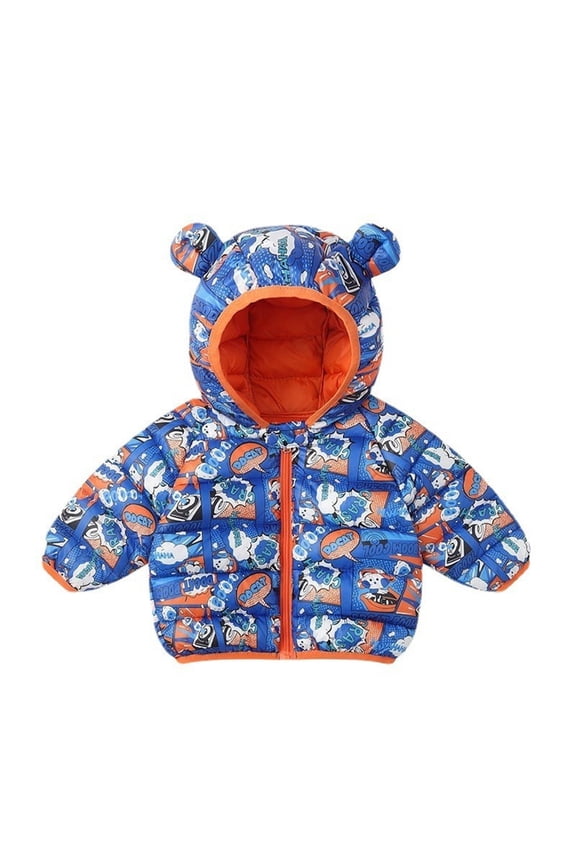 Baby Boys Girls Winter Coats Toddler Kids Warm Jacket Outerwear Animals Cartoon Coats Bear Ears Hooded Padded Outwear 18-24 Months