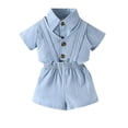 thumbnail image 1 of TAIAOJING Baby Clothes for Girls Boys Gentleman Outfits Suits Solid Color Button Up Shirts Tops And Suspender Pants Vests Summer Clothes Set 2-3 Years, 1 of 8