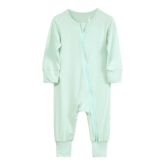 TAIAOJING Baby Cotton Rompers Footless Pajamas Zipper Long Sleeve Sleeper Jumpsuit For 0-3 Months