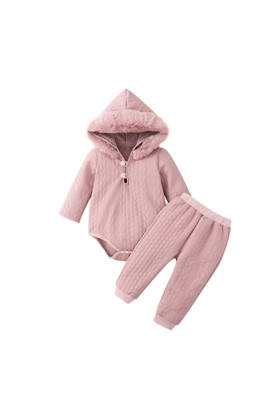 Baby Girl Boy Clothes Winter Hooded Crawl Suit Long Sleeves Jumpsuit And Long Pants Warm Two Piece Set Casual Triangle Crawl Suit Outfits 3-6 Months