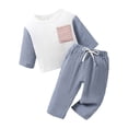 thumbnail image 1 of TAIAOJING Baby Girl Boy Fall Winter Clothes Toddler Long Sleeve Patchwork Color Pocket Tops Casual Sports Pants Two Piece Set For Kids Clothes Outfits 12-18 Months, 1 of 9