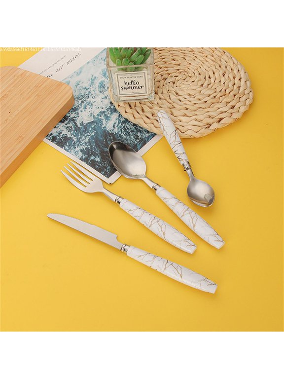 Stainless steel tableware knife and fork spoon set imitation ceramic handle hotel western steak knife dessert spoon