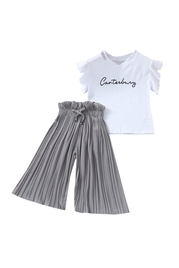 Baby Girl Clothes Clothing Summer Sunflower T Shirt Tops Chiffon Ruched Loose Pants Children Toddler Outfit 5-6 Years