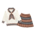 thumbnail image 1 of TAIAOJING Baby Girl Clothes Cute Toddler Little Long Sleeve Knit Sweaters Plaid Skirt Set School Style Outfits 18-24 Months, 1 of 9