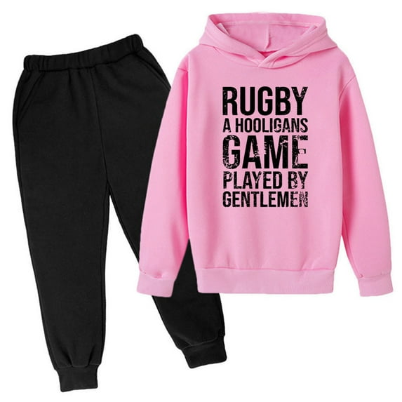 TAIAOJING Baby Girl Clothes Outfit American Football Fans Sports Gift Jogging Sweatsuits Kids Boys Girls Tracksuit Rugby Pullover Hoodie Pants Set 13-14 Years