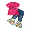 thumbnail image 1 of TAIAOJING Baby Girl Clothes Toddler Kids Crop Letter T Shirt Tops Hole Denim Jeans Pants 2PCS Set Fall Outfits 3-4 Years, 1 of 9
