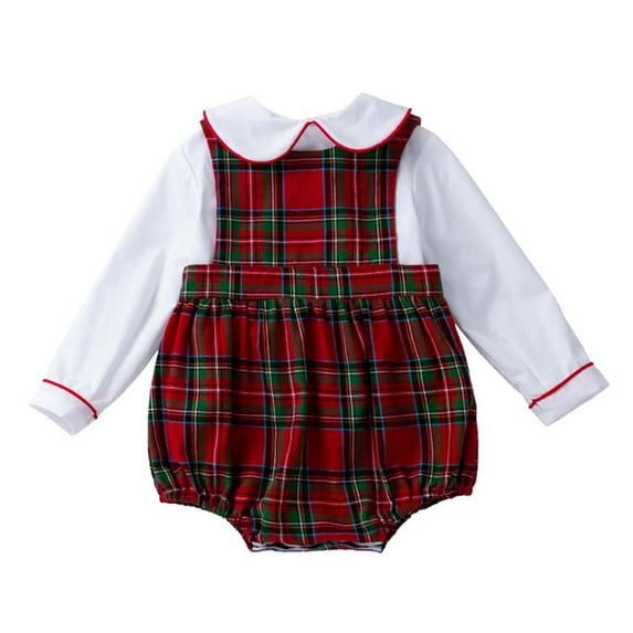 TAIAOJING Baby Girl Fall Outfits Toddler Girls Long Sleeve Solid Color Shirt Sleeveless Plaid Romper 2PC Children's Suit Kids Clothes 3-6 Months