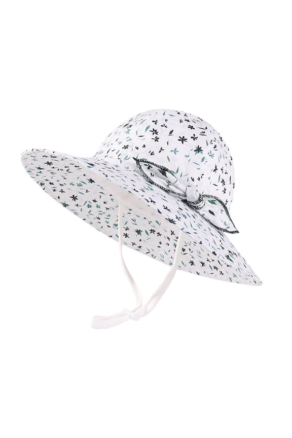Baby Girl Floral Sun Hat With Sunscreen Outdoor Adjustable Toddler Beach Hat With Wide Brim Bucket Hats For Kids Relaxed Fit 6-12M