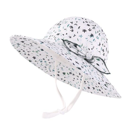 TAIAOJING Baby Girl Floral Sun Hat With Sunscreen Outdoor Adjustable Toddler Beach Hat With Wide Brim Bucket Hats For Kids Relaxed Fit 6-12M
