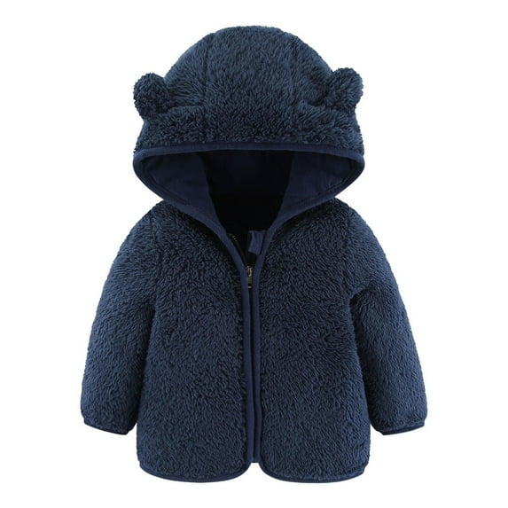 TAIAOJING Baby Girls Boys Hooded Jacket Jacket Bear Ears Hooded Outerwear Zipper Coat Warm Winter Clothes 0-6 Months