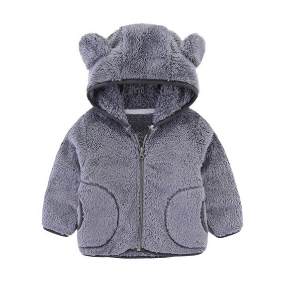 TAIAOJING Baby Girls Boys Hooded Jacket Sweatshirt Jackets Coats Kids Hooded Flannel Coat&jacket Warm Winter Clothes 5-6 Years