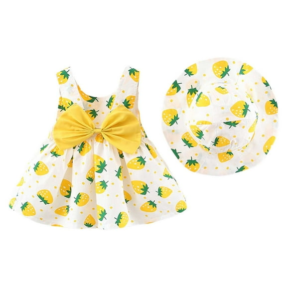 TAIAOJING Baby Girls Dresses Kids Clothes Summer Toddler Floral Ruched Sleeveless Girls Dress Birthday 1-2Y