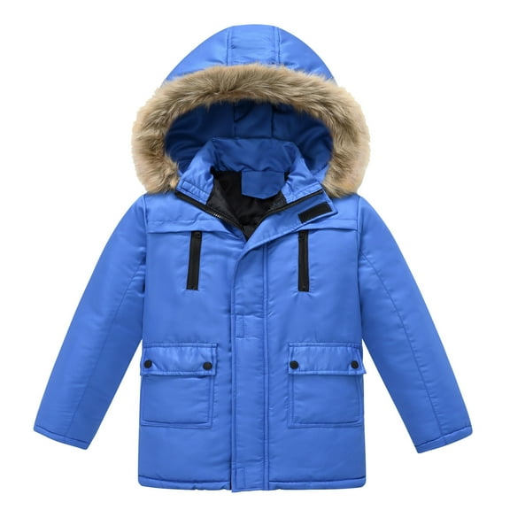 TAIAOJING Baby Girls' Hooded Jacket Kids Boys Winter Thicken With Pocket Toddler Windproof Zipper Thick Warm Outwear Windbreaker Coat 9-10 Years