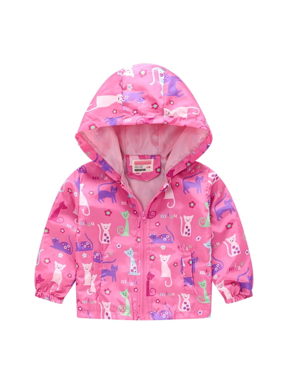 Baby Girls Jacket Print Windproof Autumn Zipper Kids Hooded Coat Boys Toddler Grils Boys Coat Outwear Clothes 2-3 Years