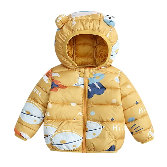TAIAOJING Baby Girls Jacket Toddler Boys Winter Camouflage Cartoon Prints Coat Bear Ears Hooded Thicken Windproof Zipper Warm Outwear Clothes 2-3 Years