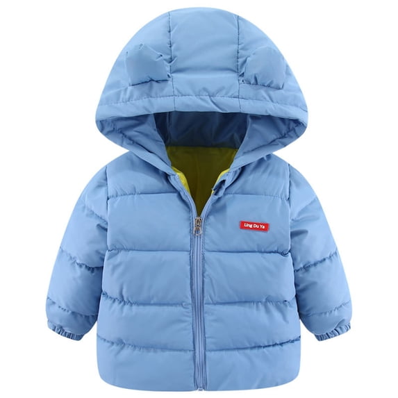 TAIAOJING Baby Girls Jacket Toddler Kids Boys Winter Warm Letter Bear Ears Coats Hooded Padded Outwear Clothes 4-5 Years