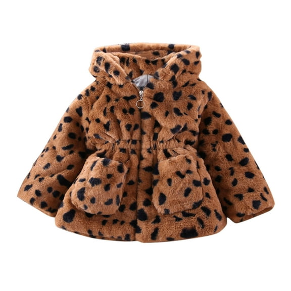 TAIAOJING Baby Girls Jacket Toddler Winter Windproof Dairy Cow Printed Coat Hoodie Thicken Warm Outwear Clothes 1-2 Years