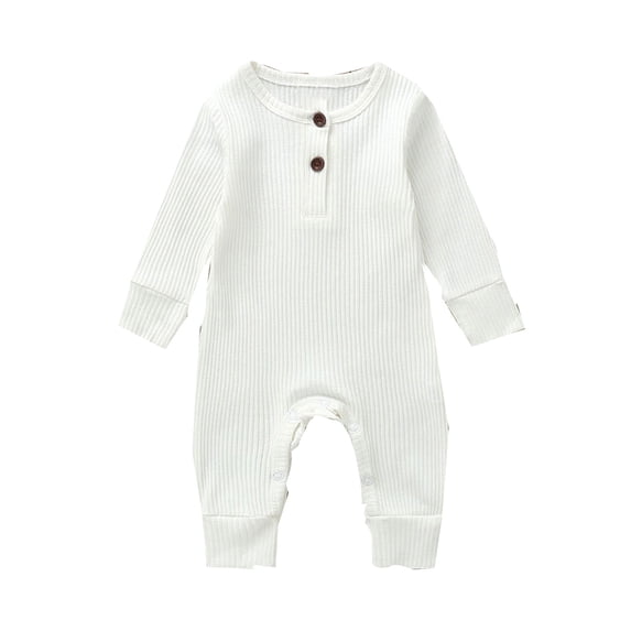 TAIAOJING Baby Girls One-piece Rompers Toddler Winter Long Sleeve Boys Ribbed Solid Color Jumpsuit Outwear For Babys Clothes Outfit 0-3 Months