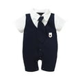thumbnail image 1 of TAIAOJING Baby Girls Romper Clothes Gentleman Tie Jumpsuit Solid Boys Boys &Jumpsuit Outfit 9-12 Months, 1 of 4