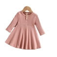 thumbnail image 1 of TAIAOJING Baby Girls Solid Ribbed Autumn Long Sleeve Princess Dress Headbands Clothes 18-24 Months, 1 of 5