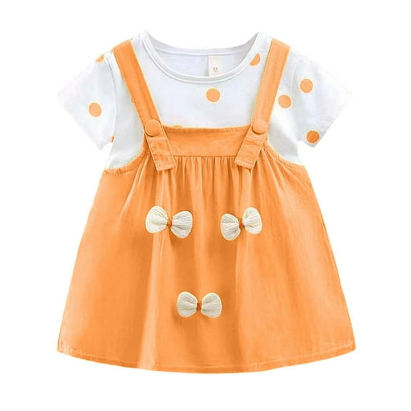 TAIAOJING Baby Girls Summer Dresses Floral Print Short Sleeve Dress Casual Outfits Sets For Toddler 3-18 Months Soft 12-18M