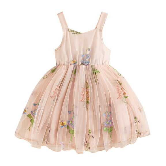 TAIAOJING Baby Girls Tutu Dress Toddler Floral Tutu Dress Sleeveless Tulle Dresses Princess Party Dress For 9-12 Months