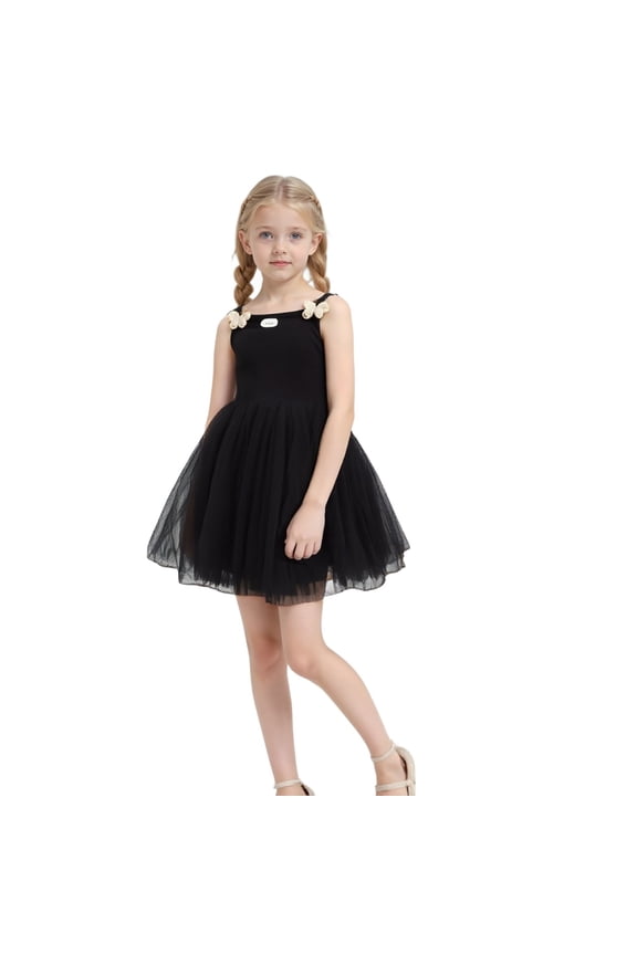 Baby Girls Tutu Dress Toddler Tutu Dresses Spaghetti O-Neck Solid Color Sleeveless Princess Dress Trendy 4-5Y