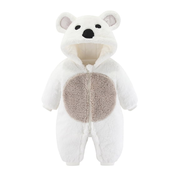 TAIAOJING Baby Jumpsuit Hooded Rompers Boys Girls Long Sleeve Winter Bear Ears Cartoon Coat Warm 9-12 Months
