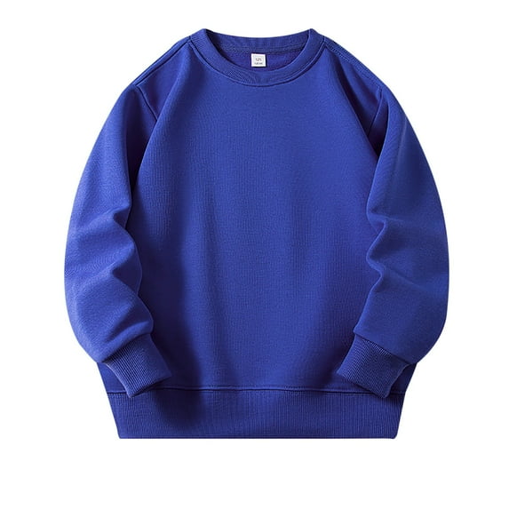 TAIAOJING Baby Kids Long Sleeve Solid Color Pullover Hoodless Sweatshirts Top Children Unisex Soft Coat Blouse For 8-9 Years