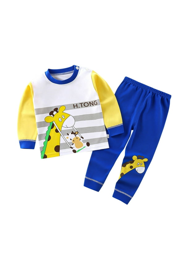 Baby Kids Pajamas Set Cute Toddler Boys Girls Long Sleeve Cartoon Tops PjâÂÂs Pants Sleepwear Pajamas Outfits Set 2PCS For 12-18 Months