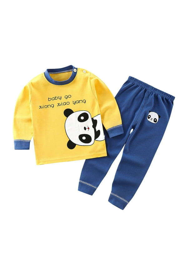 Baby Kids Pajamas Set Cute Toddler Boys Girls Long Sleeve Cartoon Tops PjâÂÂs Pants Sleepwear Pajamas Outfits Set 2PCS For 6-12 Months