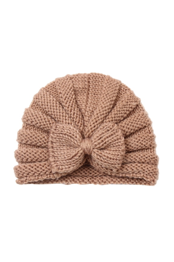 Baby Nylon Big Bow Turban Hats Toddler Baby Boys Girls Knitted Cap Beaniess Solid Cotton Bowknot Elastics Turban Hat