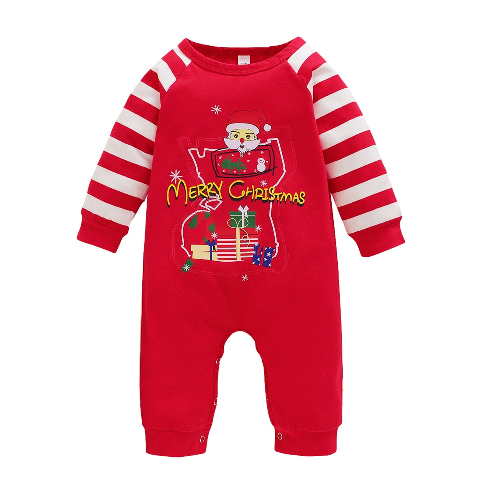 TAIAOJING Baby Romper Boys Girls Suit Christmas Xmas Striped Cartoon