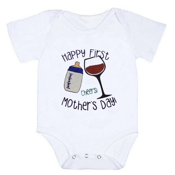 TAIAOJING Baby Romper Jumpsuit Children's Round Neck Printed Letter Short Sleeve Outfit 0-3 Months