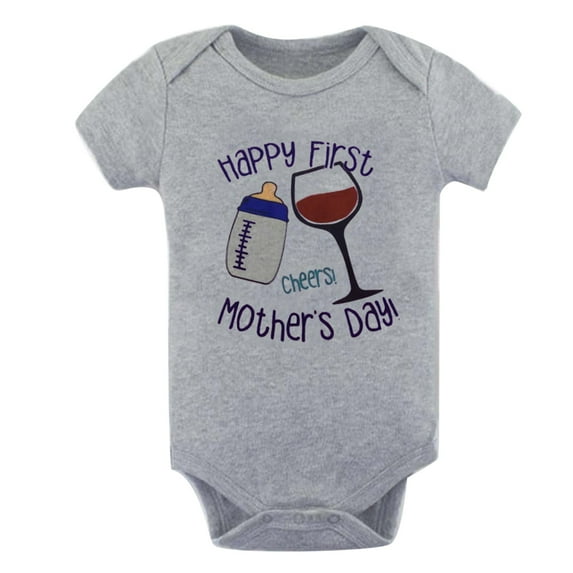 TAIAOJING Baby Romper Jumpsuit Children's Round Neck Printed Letter Short Sleeve Outfit 6-9 Months