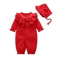 thumbnail image 1 of TAIAOJING Baby Romper Ruffles Lace Outfits Jumpsuit+Hat Girls Solid Sets Girls Romper&Jumpsuit Onesie Outfit 0-3 Months, 1 of 1