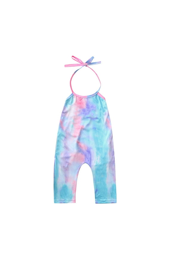 Baby Romper Toddler Kids Girls Sleeveless Rainbow Tie Dyed Jumpsuit Clothes Onesie Outfit 2-3 Years