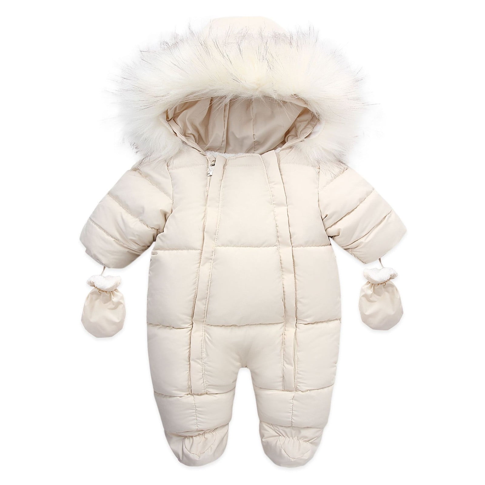 TAIAOJING Baby Boy Girl Winter Jumpsuit Coat Snowsuit Toddler Jacket Clothes Zipper Jumpsuit Hooded Snow Wear Coat Outwear Kids Warm Coat 12-18 Months