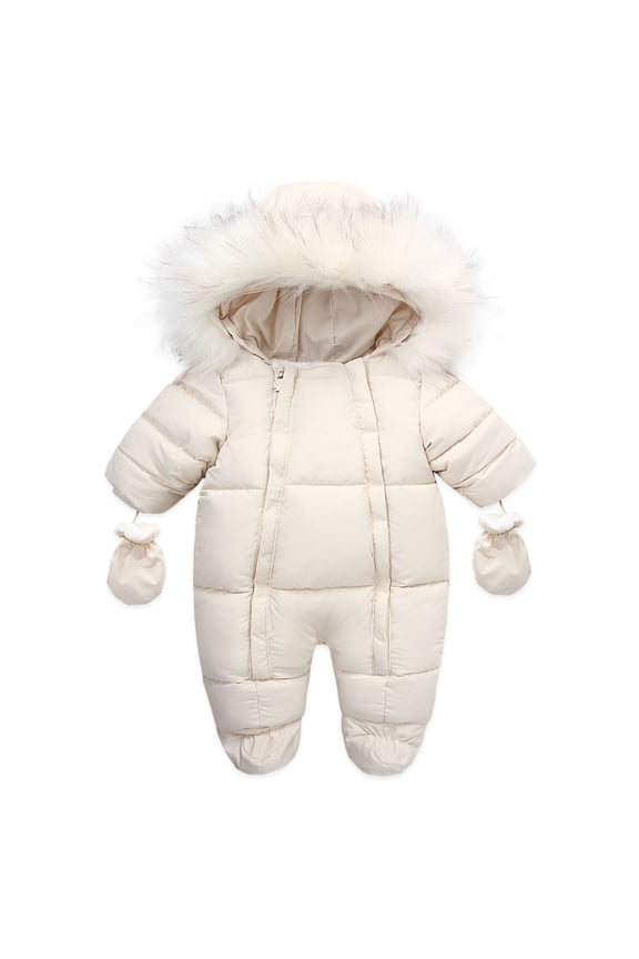 Baby Boy Girl Winter Jumpsuit Coat Snowsuit Toddler Jacket Clothes Zipper Jumpsuit Hooded Snow Wear Coat Outwear Kids Warm Coat 12-18 Months