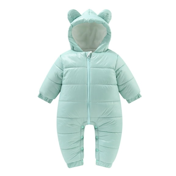 TAIAOJING Baby Down Snowsuit Hooded Girls Boys Warm Snowsuit Bear Ears Hooded Jumpsuit Down Coat Romper Padded Outwear Jacket Fall Winter Clothes 6-12 Months