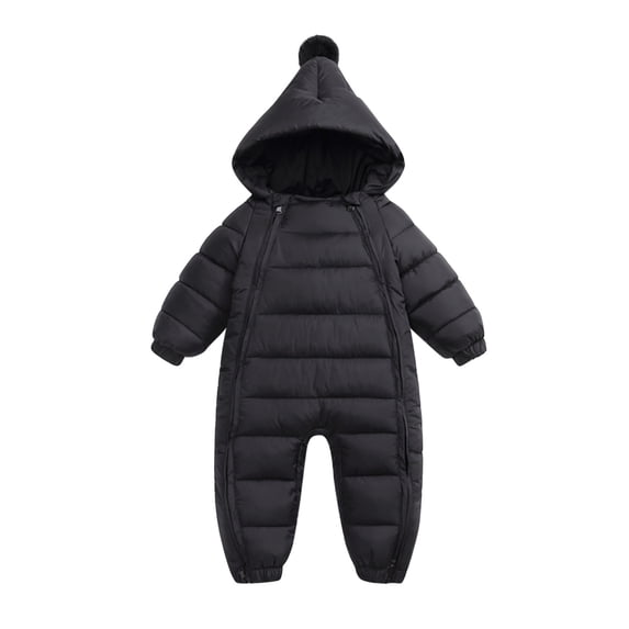 TAIAOJING Baby Down Snowsuit Hooded Toddler Boys Girls Long Sleeve Solid Color Winter Coat Jacket Thicken Windproof Jumpsuit Outwear Kids Warm Coat 12-18 Months