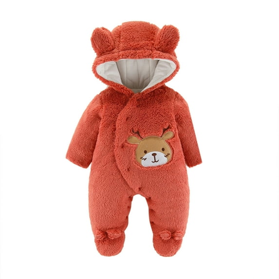 TAIAOJING Baby Toddler Boys Girls Cute Cartoon Bear Snowsuit Baby Boys Girls Cartoon Animals Long Sleeve Cute Bear Ears Hooded Romper Jumpsuit Outfit Clothes Coat 3-6 Months