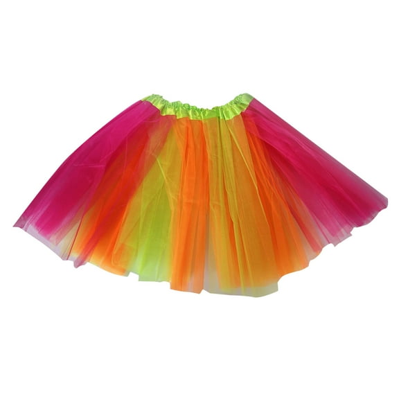 TAIAOJING Ballet Tulle Rainbow Tutu Skirt for Little Girls Toddler Kids Baby Dancing Princess Skirt Color Block Tulle Ballet Tutu Outfits 2-8 Years