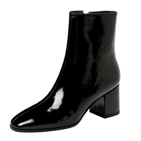 TAIAOJING Boots For Women Side Ankle Leather Boots High-Heeled Zipper Fashion boots Winter Warm Shoes