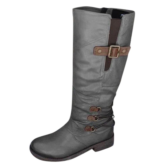 TAIAOJING Boots For Women Waterproof Fashion Heel Side Zipper Boots High Color Boots Casual Shoes
